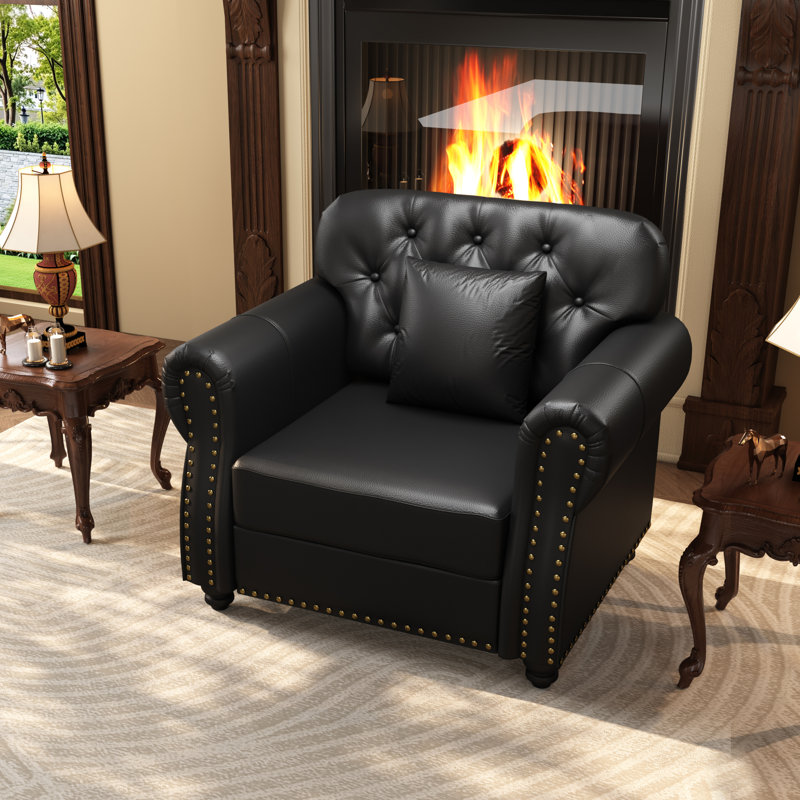 Canapés confortables, fauteuil avec repose-pieds en similicuir et sièges modernes