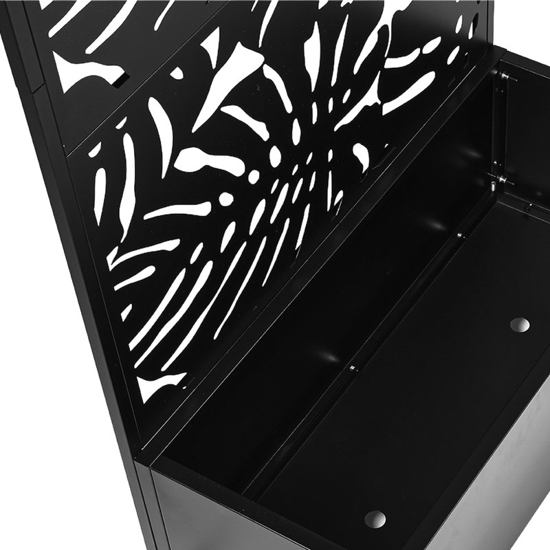 Boîte à fleurs en métal avec treillis et roues Truett, H 70,8 po x l 35,5 po x P 15,7 po, Noir