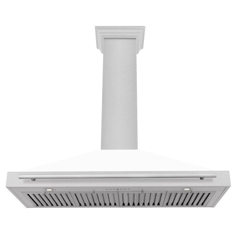 ZLINE 48" Fingerprint Resistant Stainless Steel Range Hood with Stainless Steel Handle, White Matte