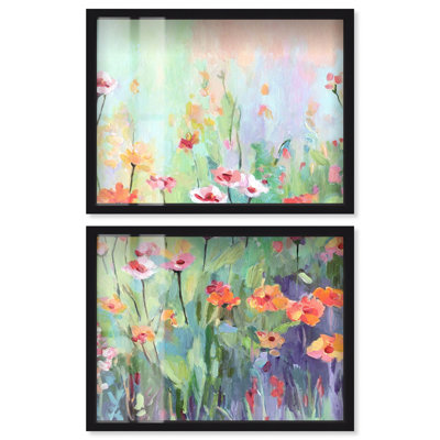 Symphonie d'été II - Ira Comleva Portslade, reproduction grand format en deux parties sous verre par Art Remedy, cadre noir, 44 x 33