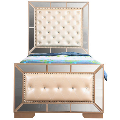 Elegant Contemporary Twin Bed In Pearl Finish