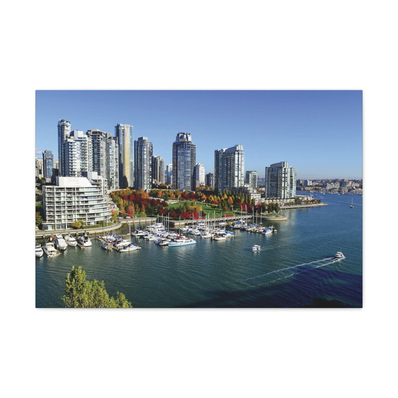 «Vancouver Daytime Skyline», œuvre d'art sur toile à couper le souffle, H 24 po x l 30 po