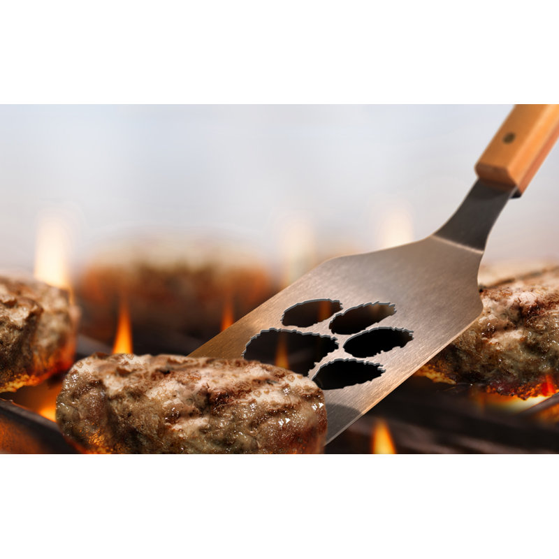 Clemson Tigers Stainless Steel BBQ Tool Set with Maple Handles