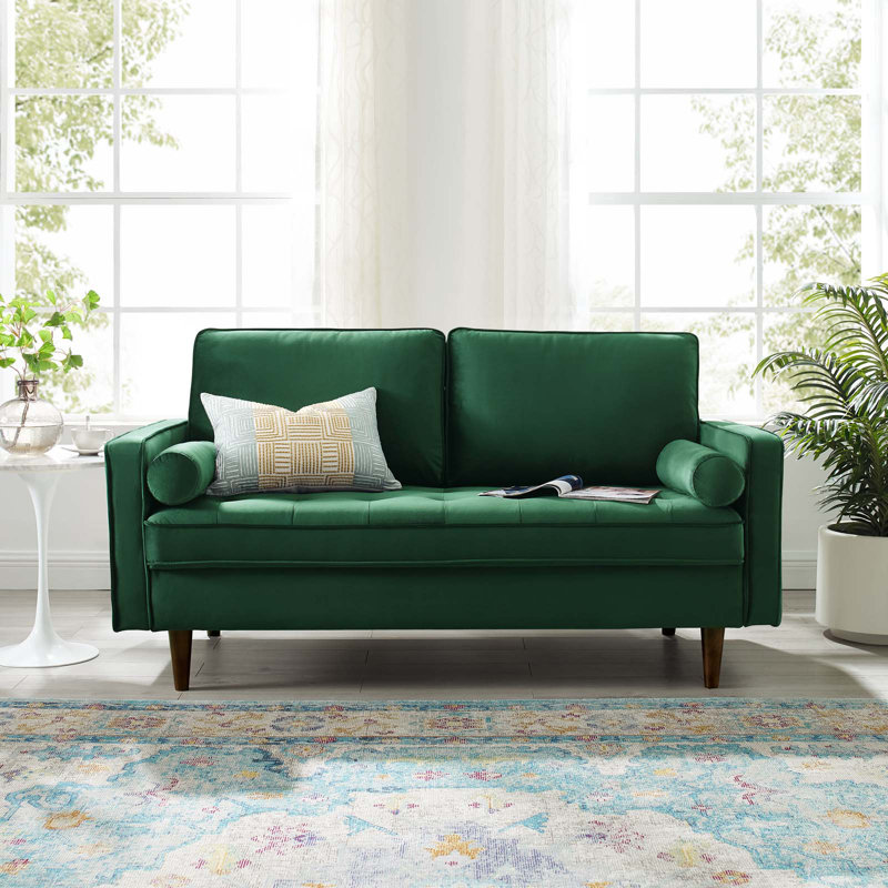 Valour Performance Velvet Loveseat, Green