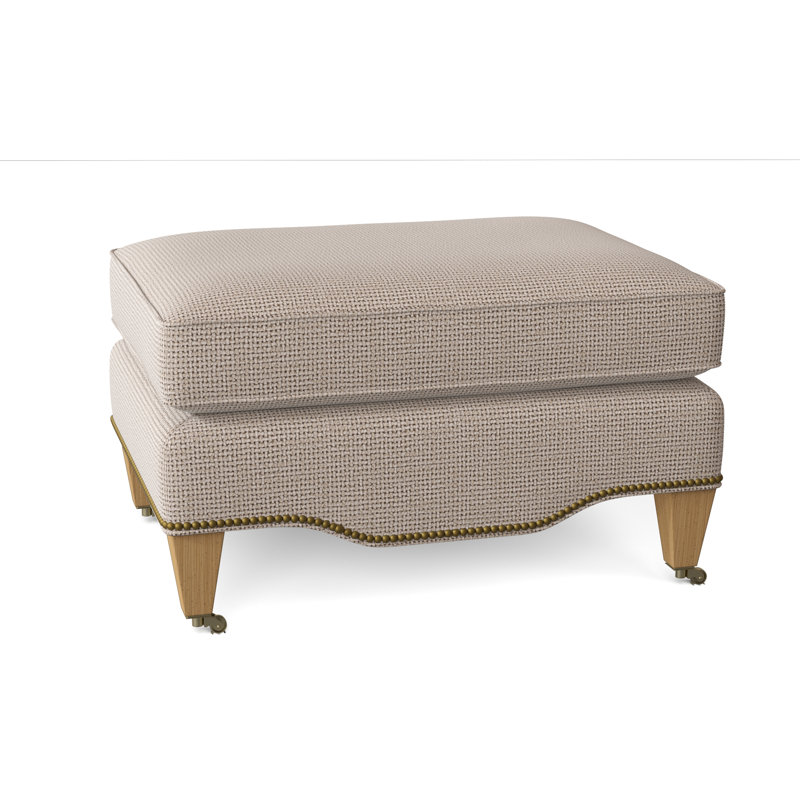 Gideon Ottoman, Venice Linen, Amber, Antique Brass Small