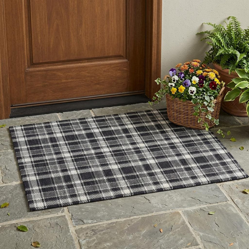 Tapis intérieur antidérapant lavable 2 pi x 3 pi noir, gris et blanc