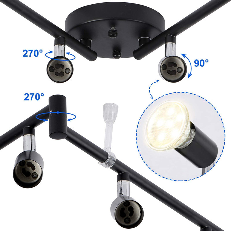 21'' 8 -Light Swing Arm Track Track Kit with Dimmable and Adjustable Head, Black