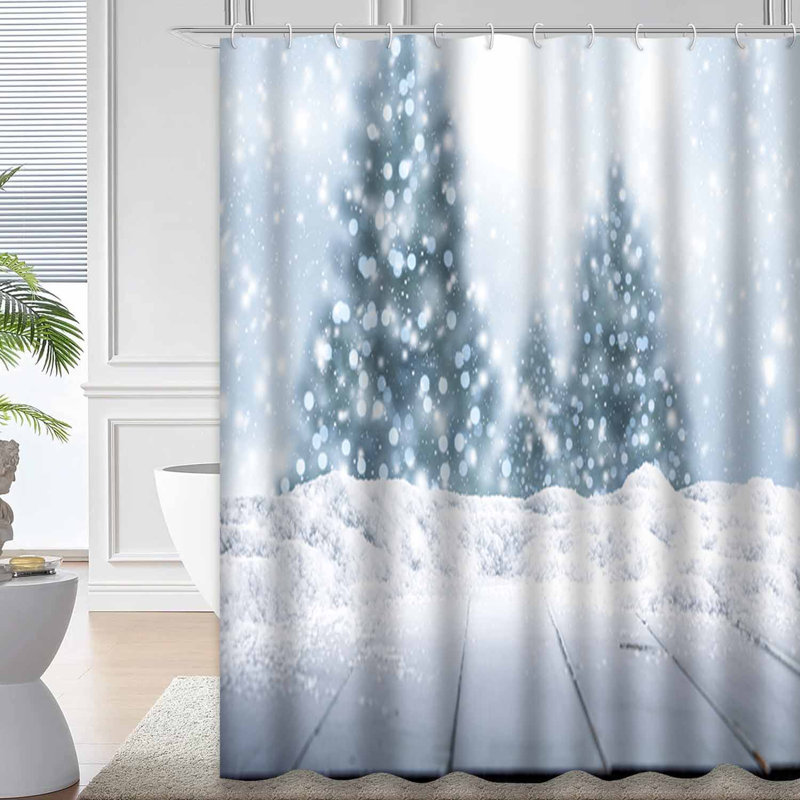 Rideau de douche avec 12 crochets Snow Snow Time, L 72 po x l 84 po