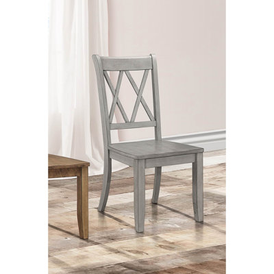 Of 2 Gray Side Chairs For Dining, Transitional, Pine Veneer Back 2Pcs In Gray, Back, Transitional Dining