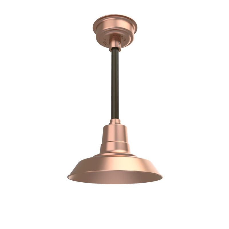 Luminaire suspendu en forme de dôme à 1 lumière DEL Haleigh, H 48 po x l 12 po x P 12 po, Cuivre massif / bronze acajou
