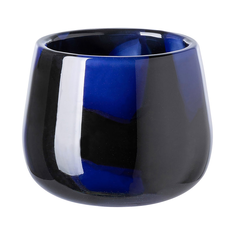 Vase en verre bleu Marly, H 4,33 po x l 5,51 po x P 5,51 po