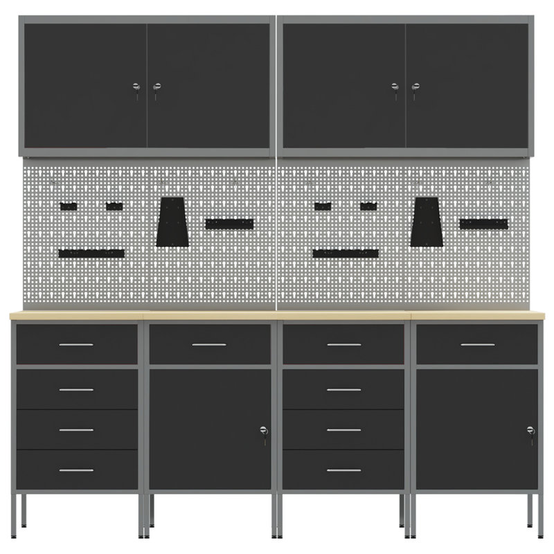Set Of 8 Steel Medium Height-Adjustable, Black