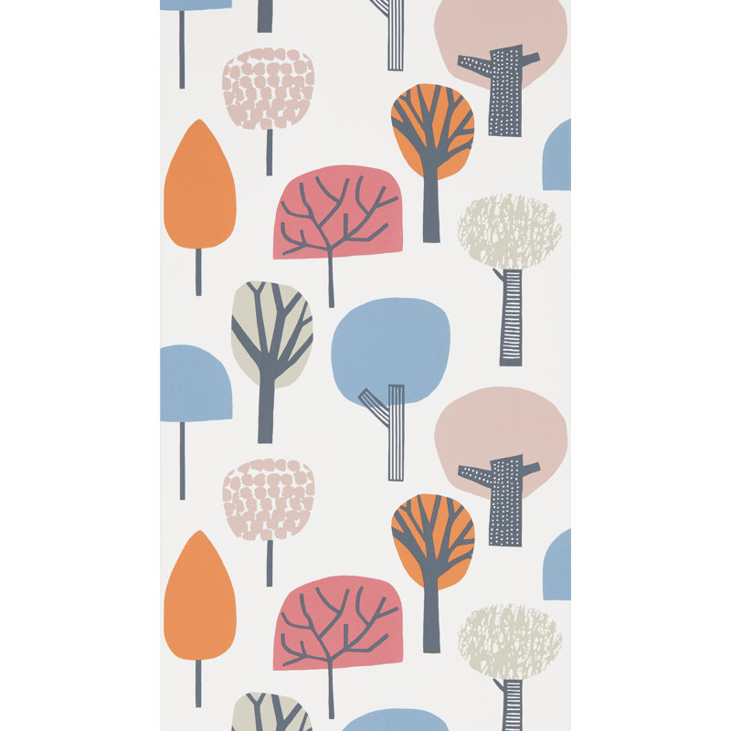 10.05m x 52cm Matte Wallpaper Roll, Watermelon/Tangerine/Lake