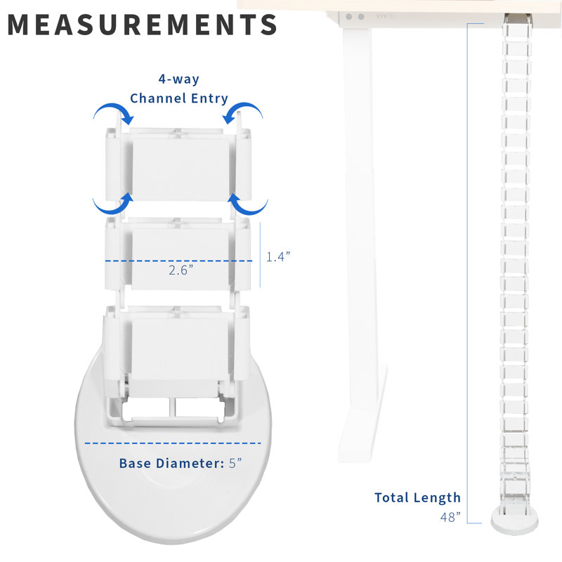 White Adjustable Vertebrae Cable Management Kit for Desk