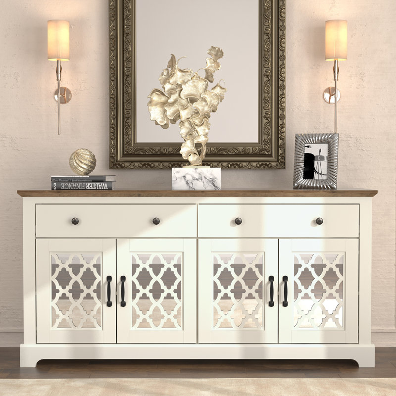 Blaire 2 Drawer Sideboard, Moorish, Ivory/Knotty Oak