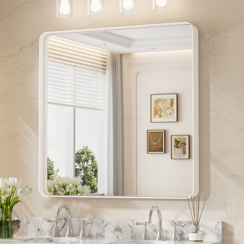 Miroir d'appoint Tyro, 36 po x 36 po, Blanc, Square