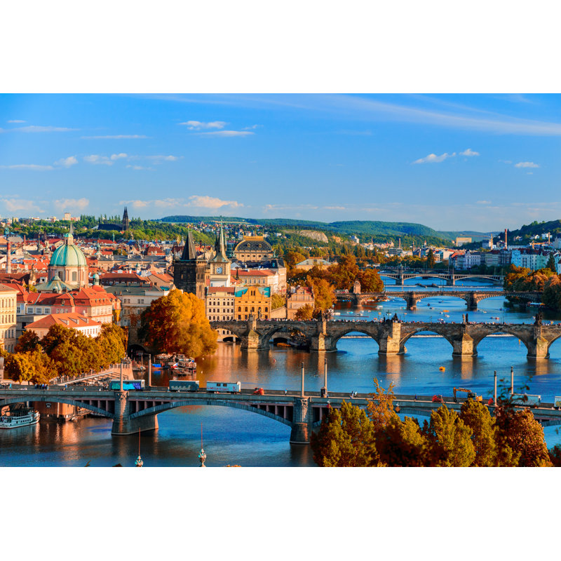 Vltava With Red Foliage by DaLiu - Wrapped Canvas Print, 20cm H x 30cm W x 3.8cm D