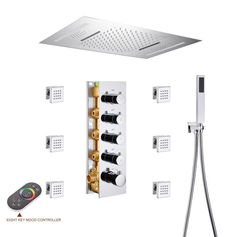 AquaRhapsody Luxury Complete Shower System with Bluetooth Music and LED, Chrome
