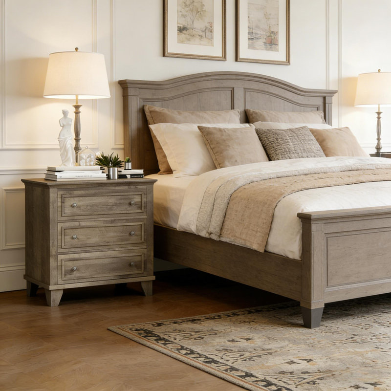 Commode 3 tiroirs avec poignée rétro pour chambre à coucher, salon, couloir, Gris