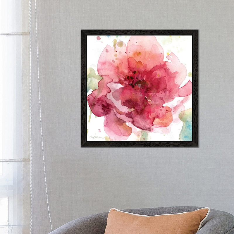 Bold Blush I by Carol Robinson - Painting on Canvas, Black Framed, 45.72 cm H x 45.72 cm W