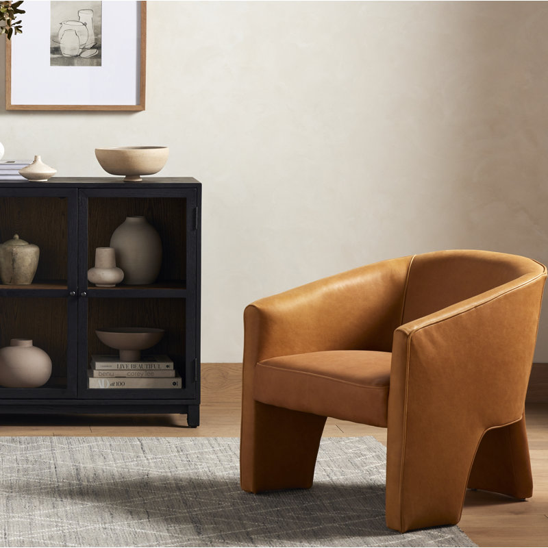 Fae Barrel Chair, Palermo Butterscotch Genuine Leather