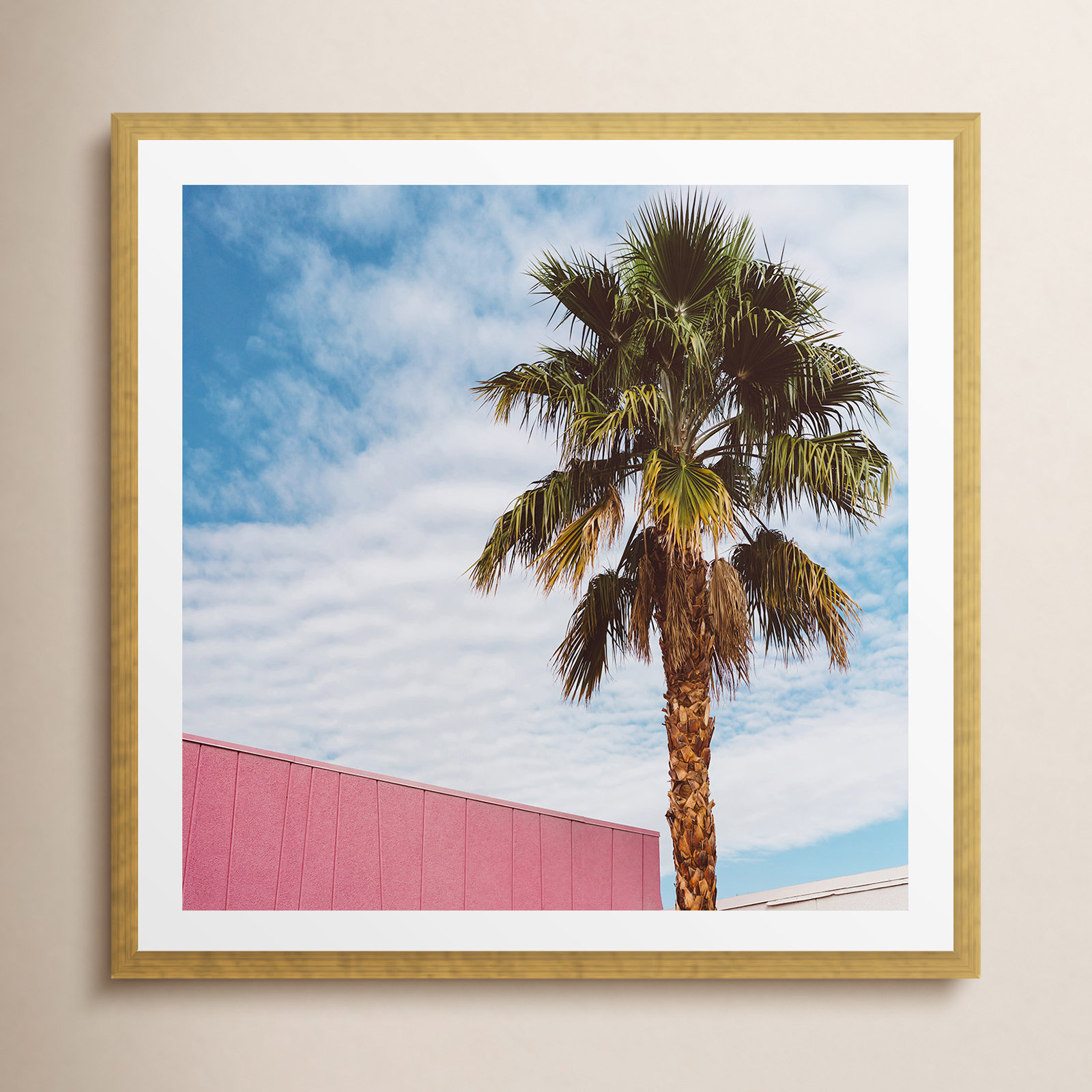 Palm Springs Vibes Photo Print, Yes, Gold Single Picture Framed, 30" H x 30" W x 0.75" D