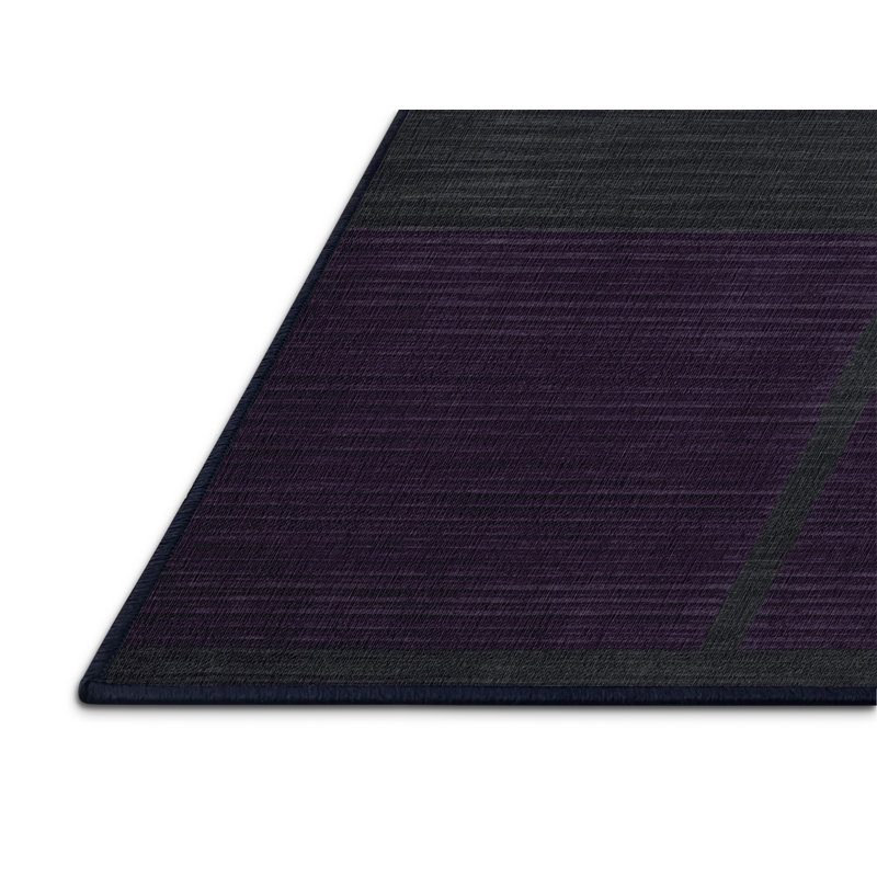 Tapis mauve à rayures horizontales lavable à la machine, Carré 5 pi