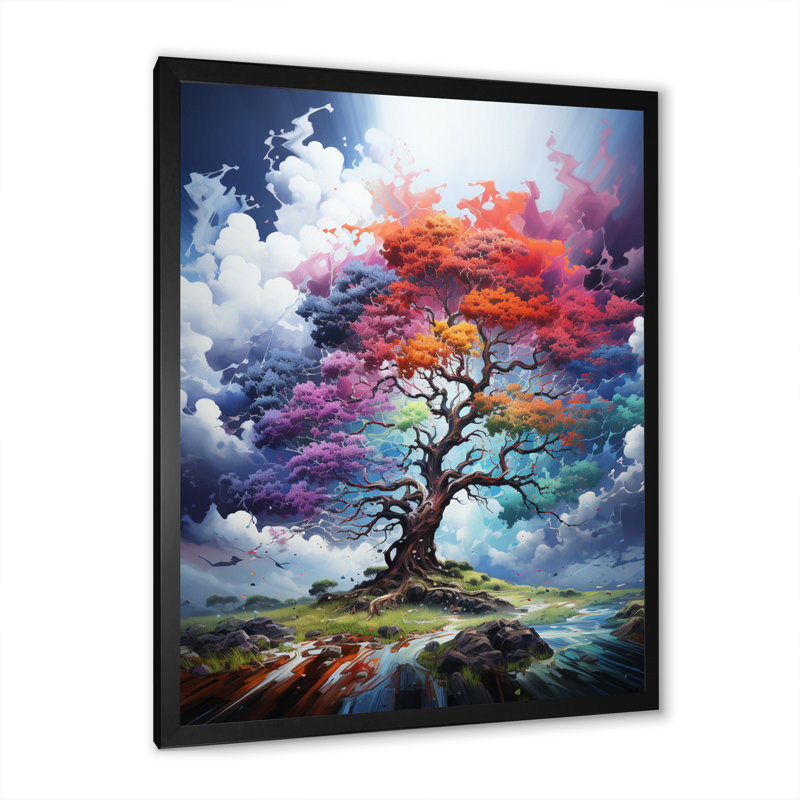«Blue Red Oak Tree Oak Symphony II», reproduction d'art sur toile florale et botanique, H 20 po x l 12 po x P 1 po