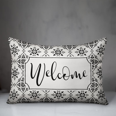Alguno Welcome Medallion Outdoor Rectangular Pillow Cover and Insert
