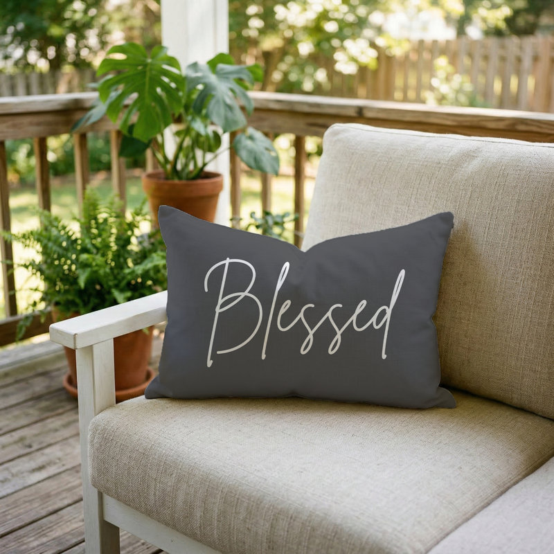 Blessed Pillow 16"x12" Charcoal, 16"x12", Charcoal