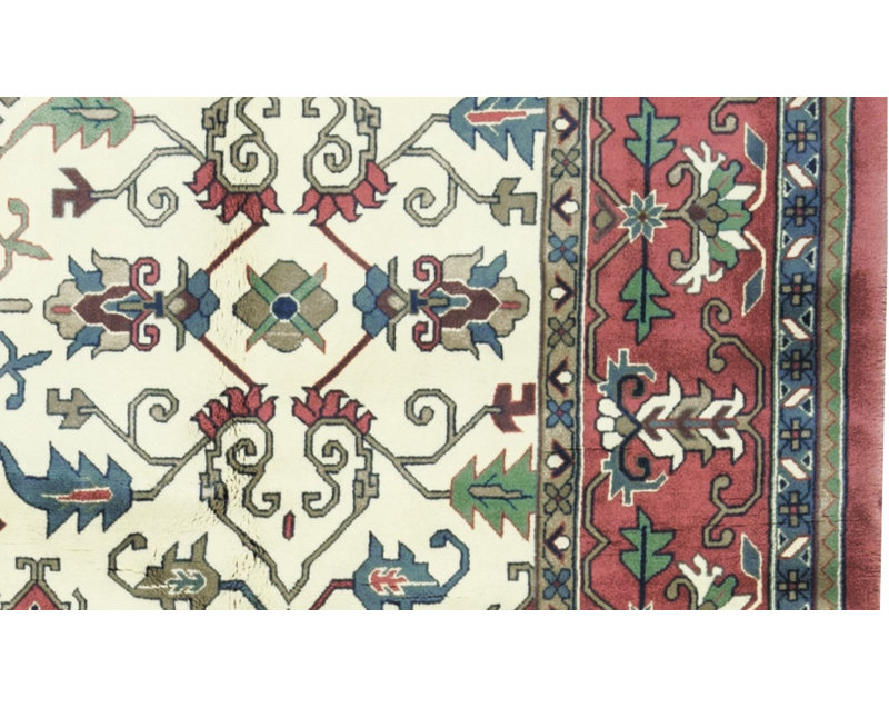 Hand-Knotted High-Quality Ivory and Rose Area Rug