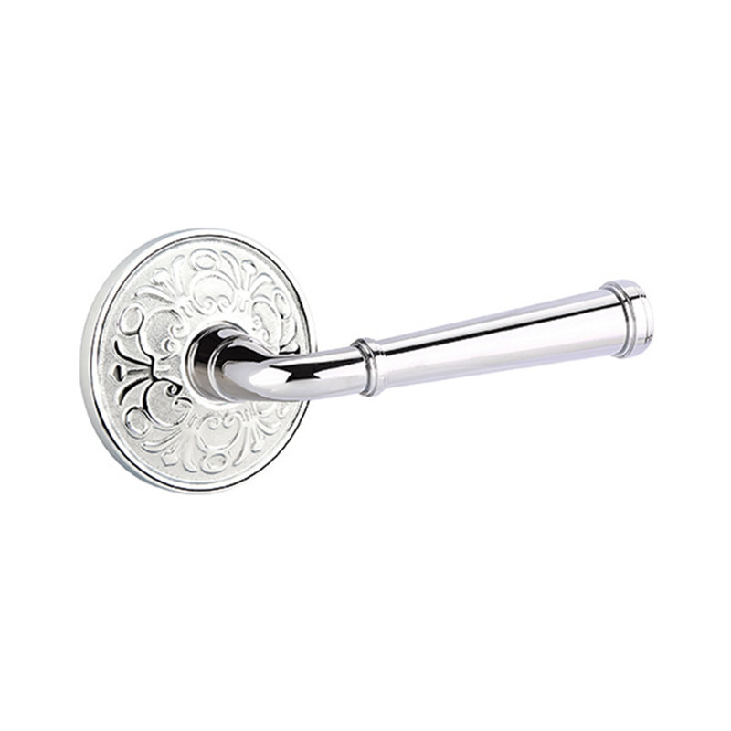 Poignée de porte avec rosette Merrimack, Droite, Chrome brillant