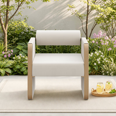 Outdoor Aluminum & HDPE Wicker Lounge Chair With Sunbrella Cushions
