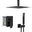 Dual Function, 10 Inch Square, Ceiling Mounted, Shower , Matte Black, - Scald Valve, 360° Adjustable, Rainfall, All Necessary Components Mount, Balanced Rainfall Shower, Easy Cleaning