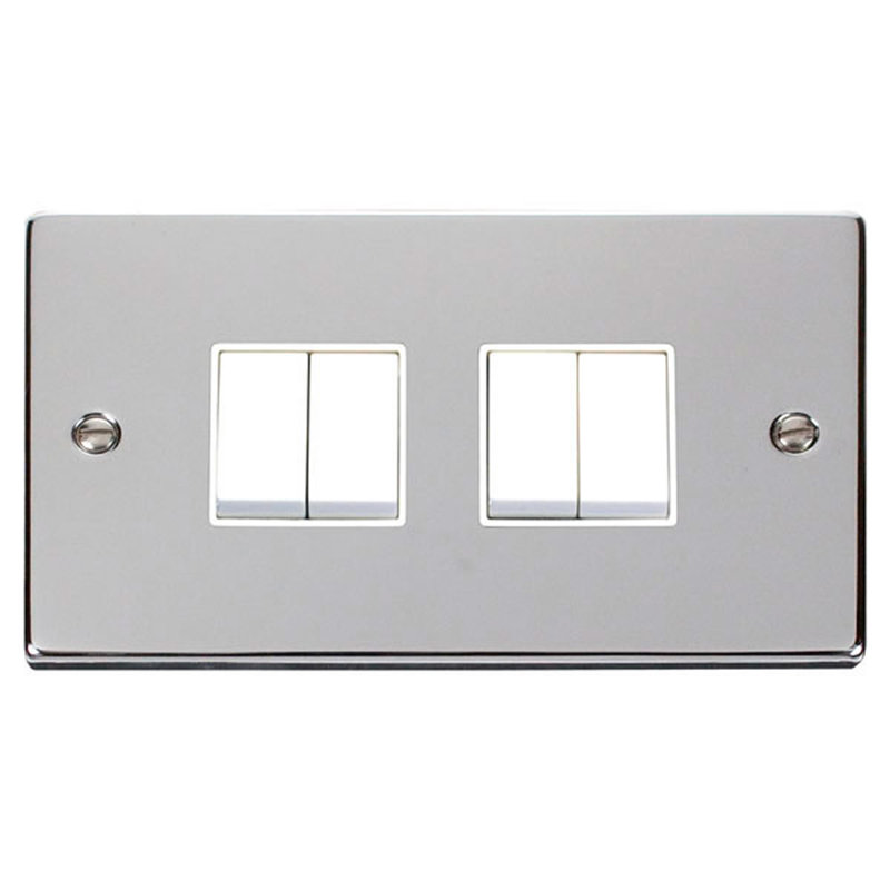 Polished Chrome 10A 4 Gang 2 Way Light Switch