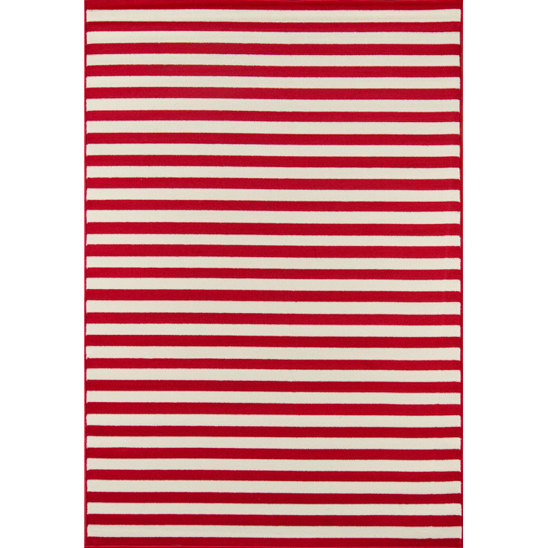 Tapis intérieur / extérieur rouge Adrienne, Rectangle 5 pi 3 po x 7 pi 6 po