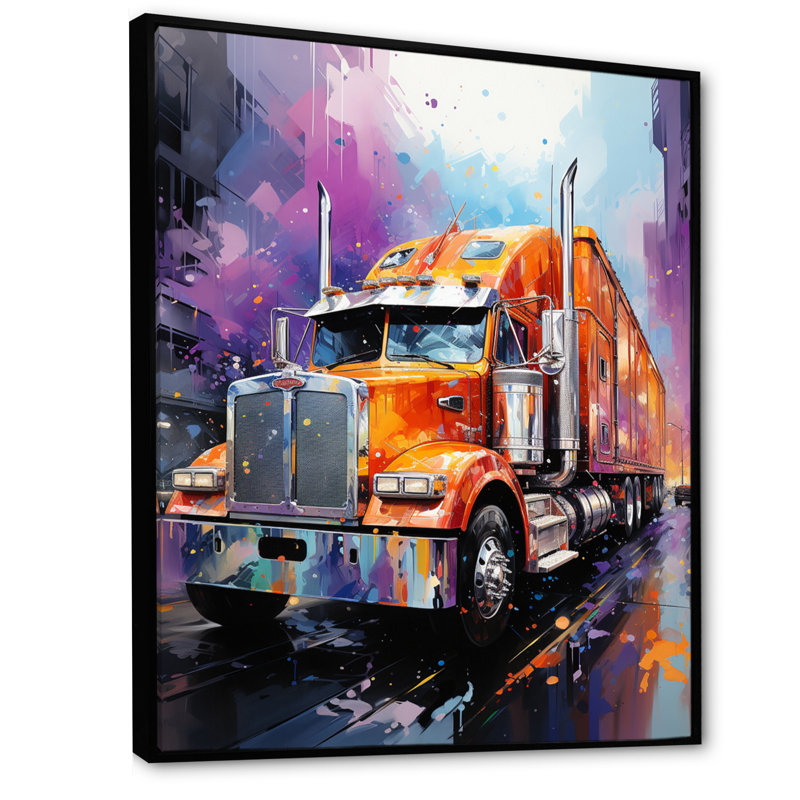 «Semi Truck Urban Warrior II», reproduction sur toile, H 40 po x l 30 po x P 1,5 po, Cadre flottant noir