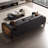 Mid century modern sofa,Genuine Leather Modular sofa with Solid Wood, Black couch-105275636-105275639-105275642