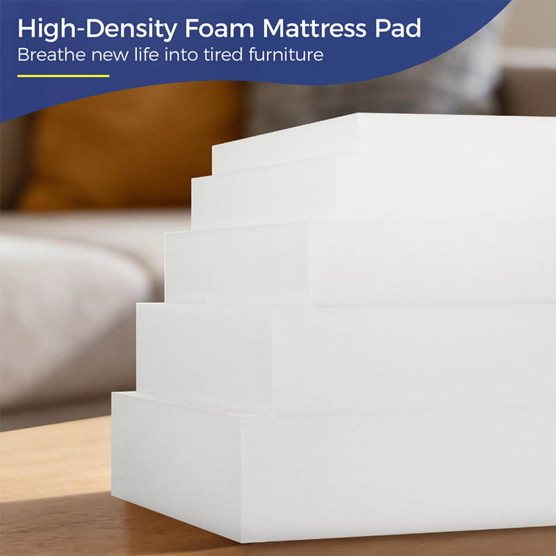 High-Density Foam Cushion Replacement Pad - 24x24x[Thickness] Inch Custom Cut Foam for Sofa, Dining Chair, Boat & Bay Window (5 Thickness Options)
