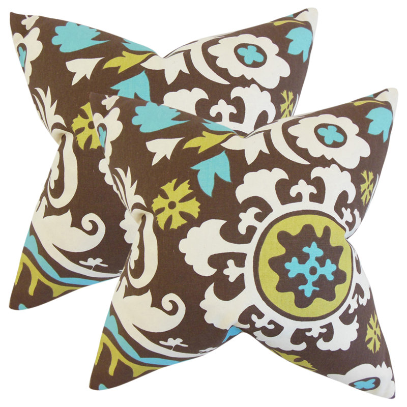 Damask Cotton Reversible Throw Pillow