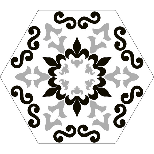 Trafale Dio Grey 8-in. x 9-in. Hexagon Encaustic Matte Porcelain Floor & Wall Tile