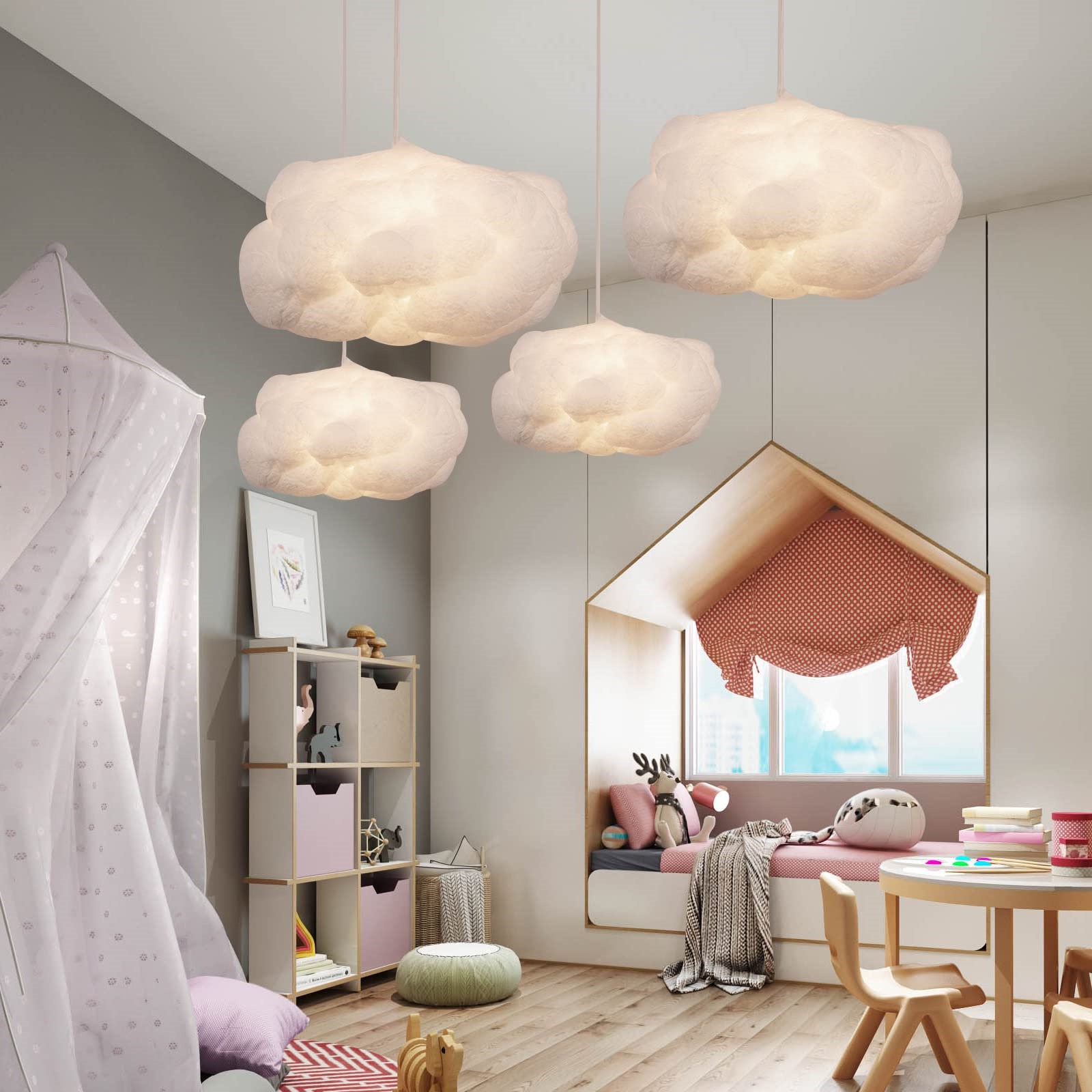 Nuage Led Plafond, Led Créative Coton Nuage Lampe, Dimmable,Diy