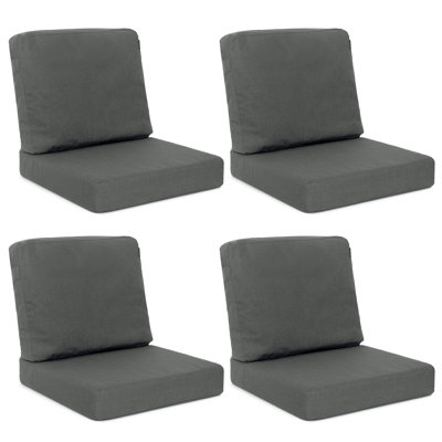 Ensemble de 4 coussins d'extérieur pour siège profond, coussins de meubles imperméables et résistants à la décoloration pour chaises et divans de patio, tissu en lin de polyester avec housses amovibles, fermetures à glissière dissimulées et sangles réglables