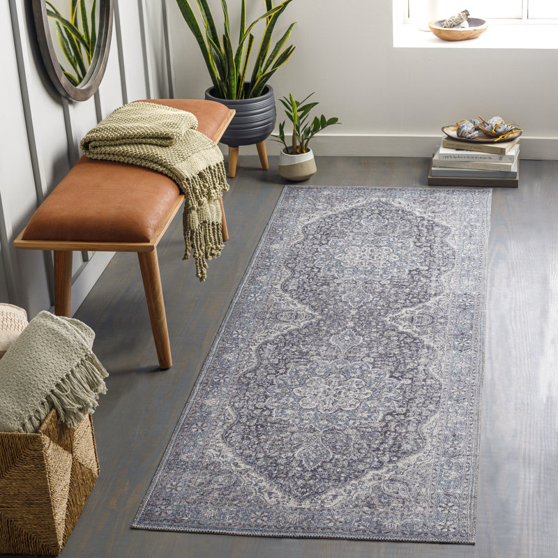 Tapis oriental gris / bleu Cartley, Rectangle 7 pi 10 po x 10 pi 2 po