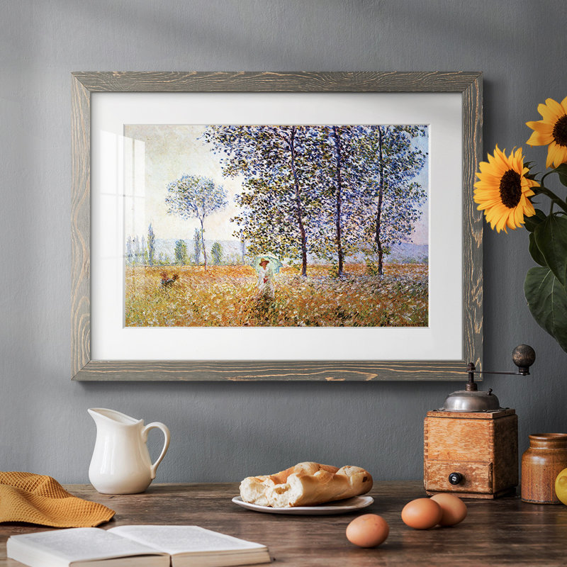 Peupliers dans la lumière du soleil par Monet - impression d'un seul cadre photo, Gris, H 22 po x l 32 po x P 1,5 po