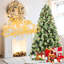 Arbre de Noël de 8 pi avec 550 lumières à DEL blanc chaud, 1858 pointes d'aiguille dure, 102 branches de pin, base de stabilité durable et décor de Noël réaliste