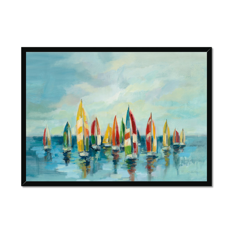 Regatta by Silvia Vassileva - Painting, 34cm H x 50cm W, Black Framed Paper Print