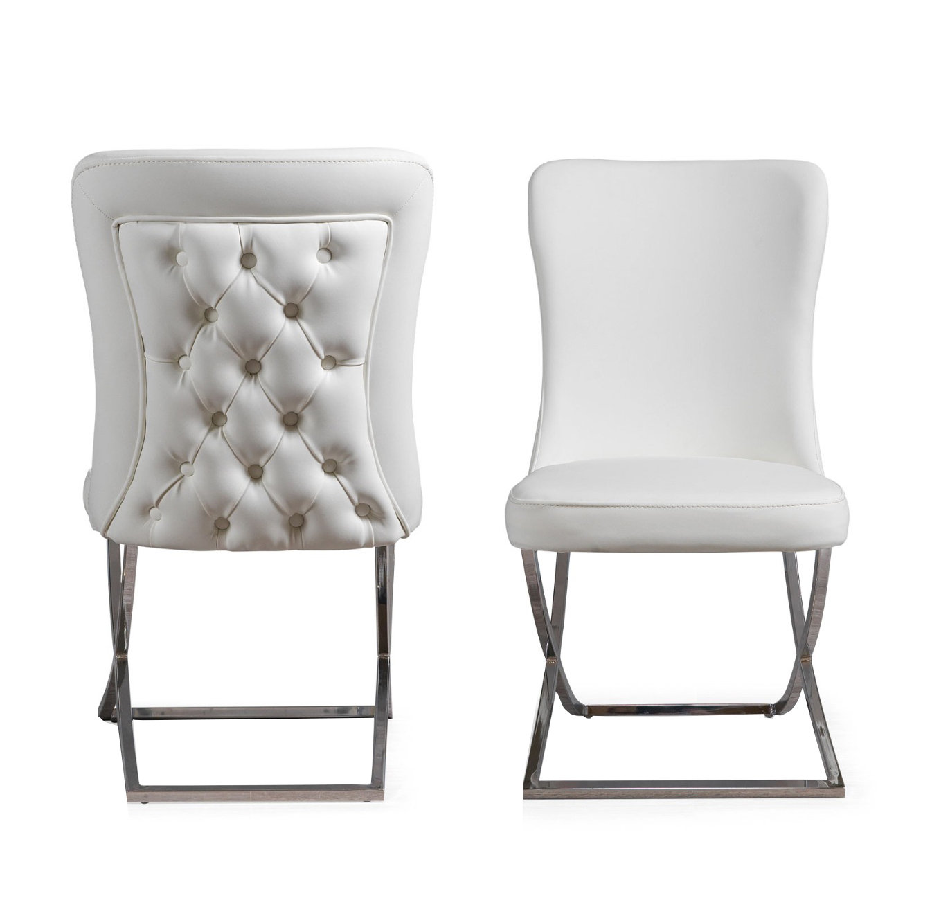 Amity Upholstered King Louis Back Side Chair (Set of 2) Willa Arlo Interiors Frame Color: Silver, Upholstery Color: White