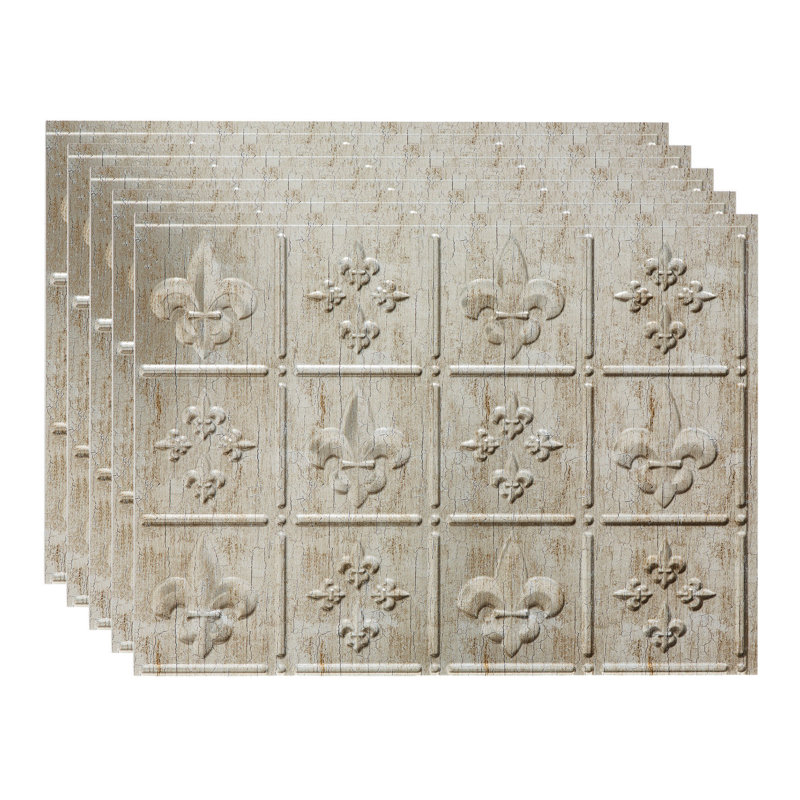 Panneau de dosseret décoratif en vinyle FASÄDE Fleur de Lis 18 po x 24 po, Métal rétro