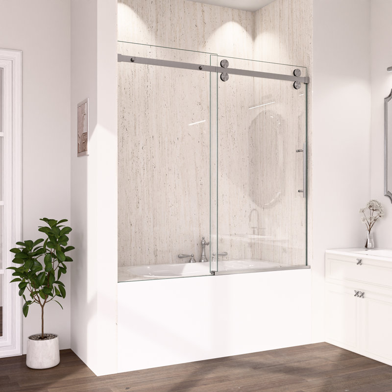 Enceinte de douche et de baignoire sans cadre durable, verre trempé de 8 mm, style moderne